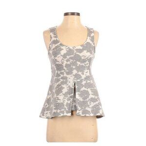 ❤️❤️Anthropologie Women's Blouse Sz S Floral Modern Gray White Peplum sleeveless